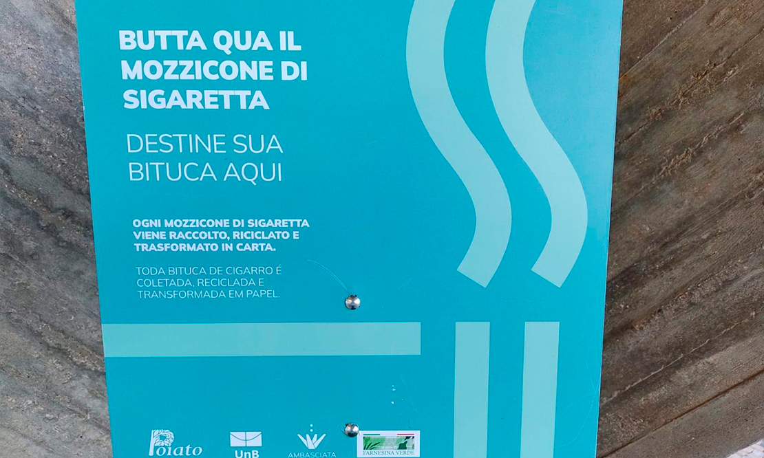 Embaixada italiana no Brasil vai destinar bitucas de cigarro para reciclagem